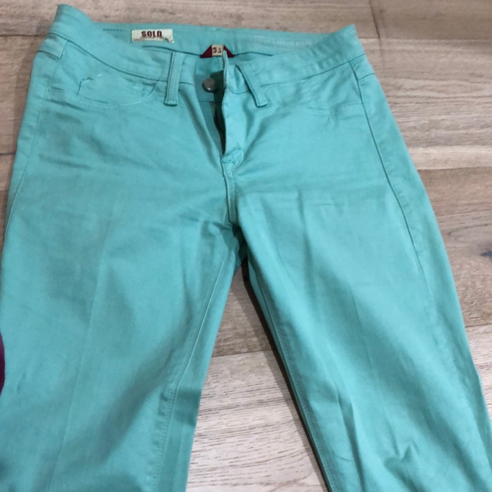 Colored mint green pants cropped